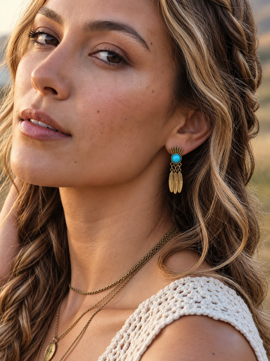 Antique Bronze Turquoise Stone Earrings - NeoKira Unlimited
