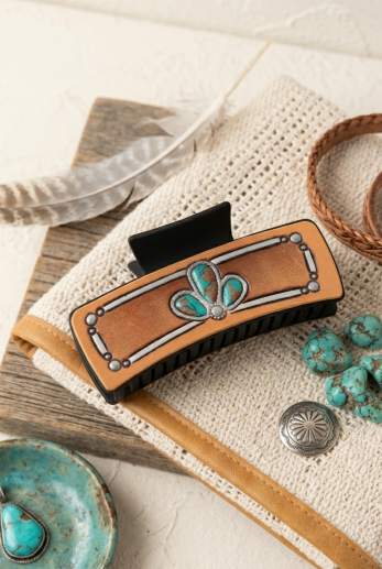 Stoney Turquoise Hair Claw – Artistic Floral Clam Clip - NeoKira Unlimited