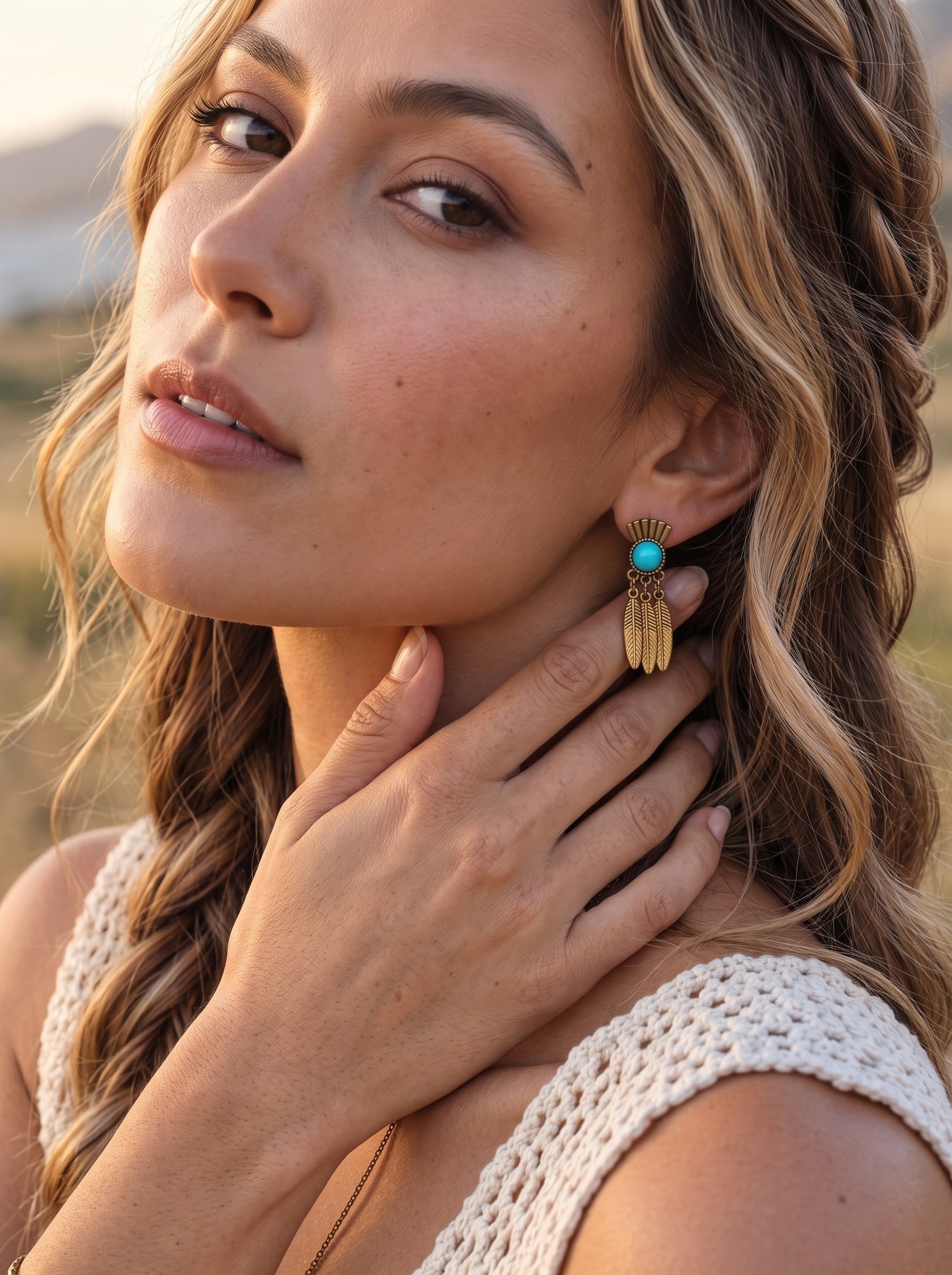Antique Bronze Turquoise Stone Earrings - NeoKira Unlimited