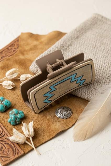 Turquoise Rodeo Hair Claw – Geometric Western Clam Clip - NeoKira Unlimited
