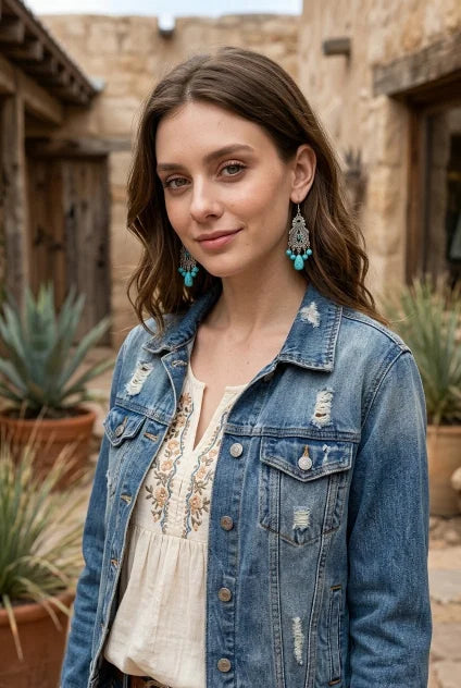Women Boho Vintage Turquoise Chandelier Drop Dangle Earrings - NeoKira Unlimited