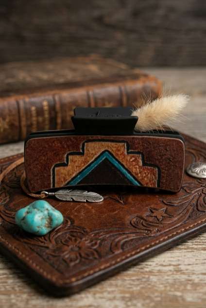 Camel Pyramid Design Hair Claw – Geometric Tribal Grip Clip - NeoKira Unlimited