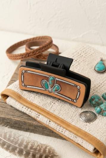 Stoney Turquoise Hair Claw – Artistic Floral Clam Clip - NeoKira Unlimited