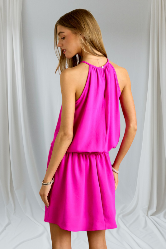 ADORA Halter Neck Smocking Waist Dress - NeoKira Unlimited