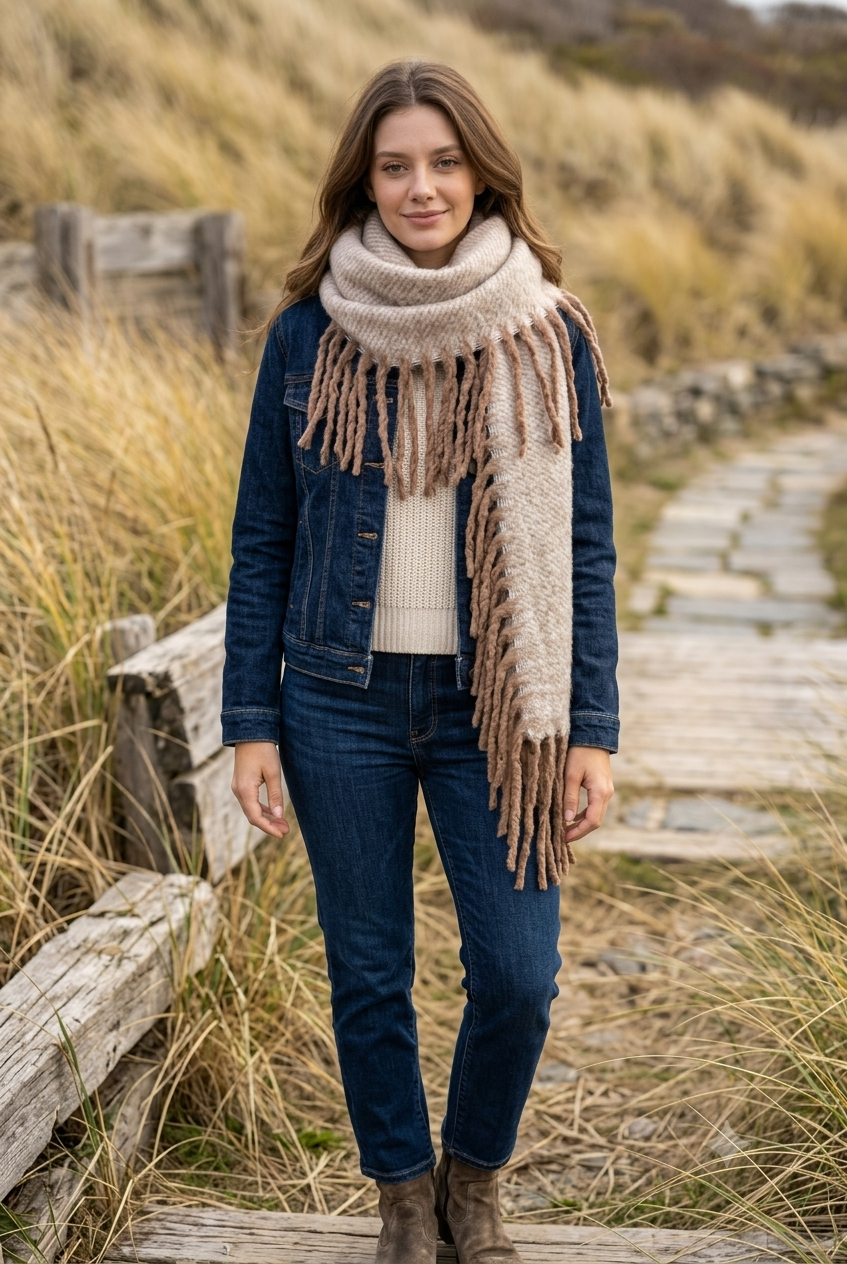 Women Thick Knit Chunky Tassel Winter Scarf Shawl Wrap - NeoKira Unlimited