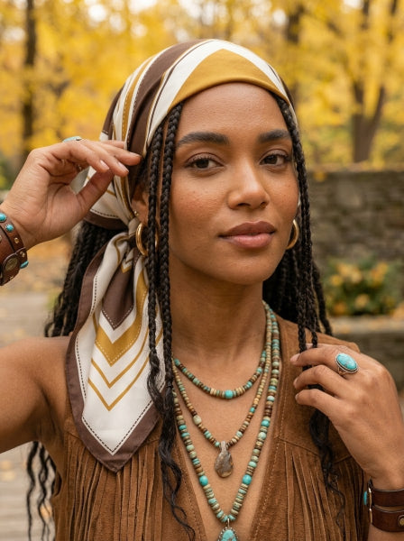 Minimal Square Frame Printed Multi-use Scarf for Women - NeoKira Unlimited