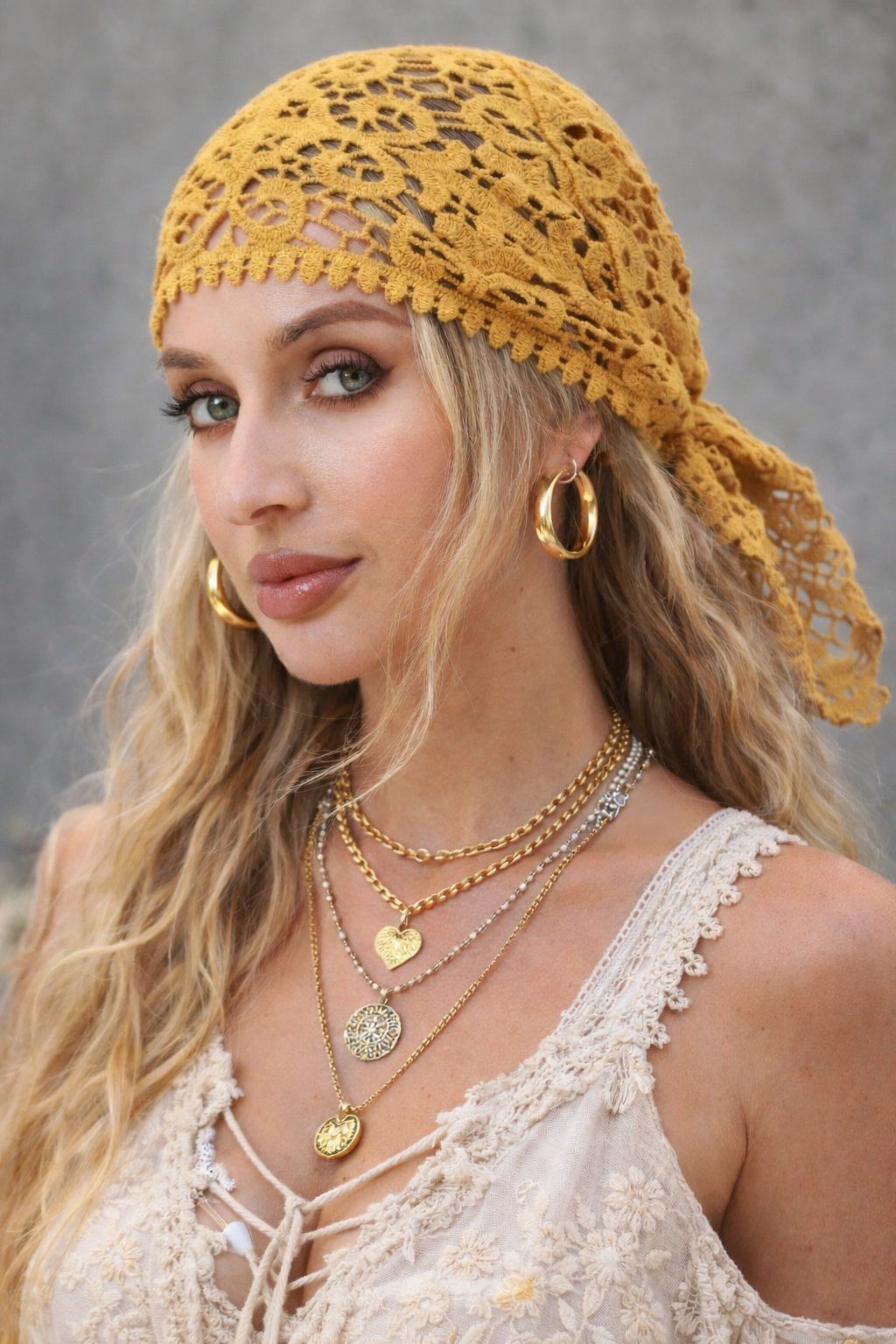 Crochet Embroidered Bandana Shawl – Soft Cotton Summer Wrap - NeoKira Unlimited