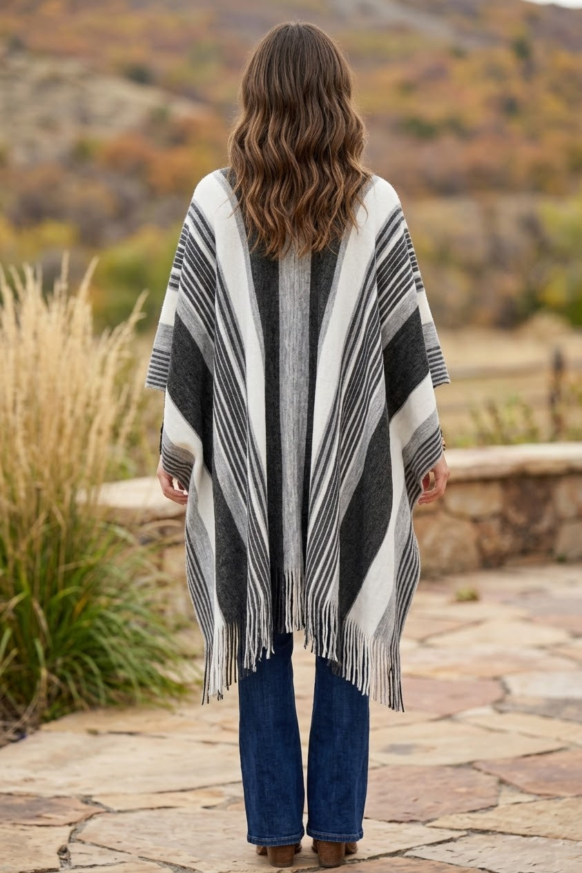 Boho Chic Frayed Edge Ruana - NeoKira Unlimited
