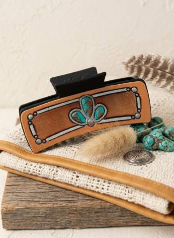 Stoney Turquoise Hair Claw – Artistic Floral Clam Clip - NeoKira Unlimited
