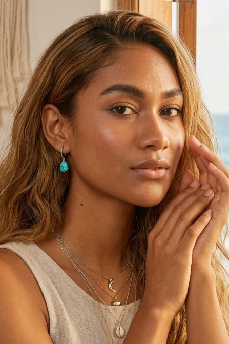 Natural Turquoise Earrings – Irregular Stone Design - NeoKira Unlimited
