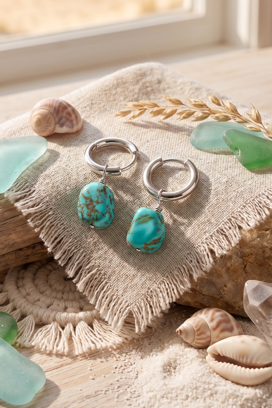 Natural Turquoise Earrings – Irregular Stone Design - NeoKira Unlimited