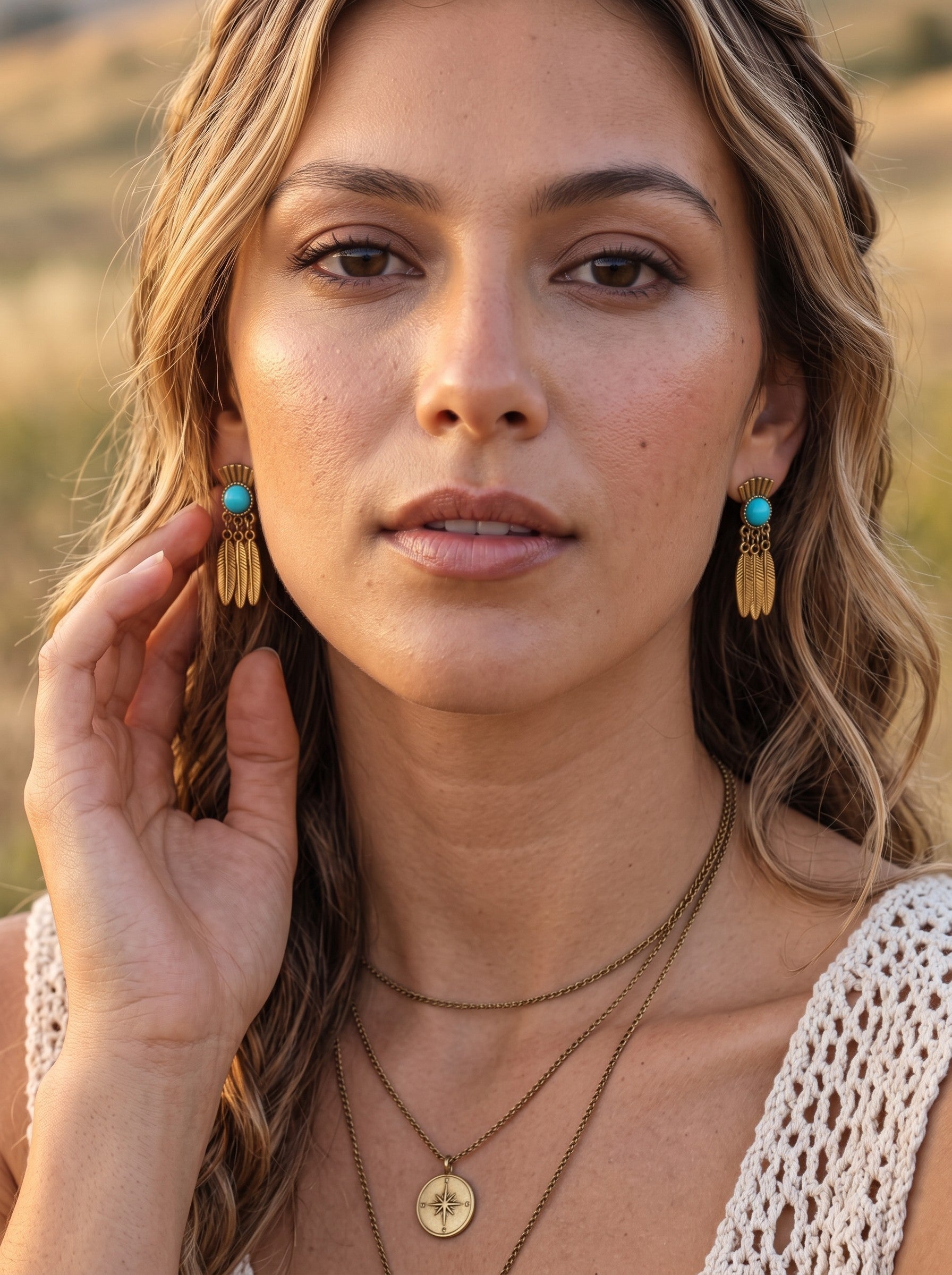 Antique Bronze Turquoise Stone Earrings - NeoKira Unlimited