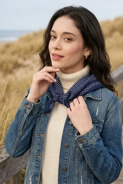 Minimal Dot Printed Square Scarf for Women Daily Styling - NeoKira Unlimited