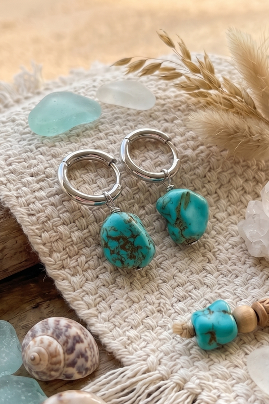 Natural Turquoise Earrings – Irregular Stone Design - NeoKira Unlimited