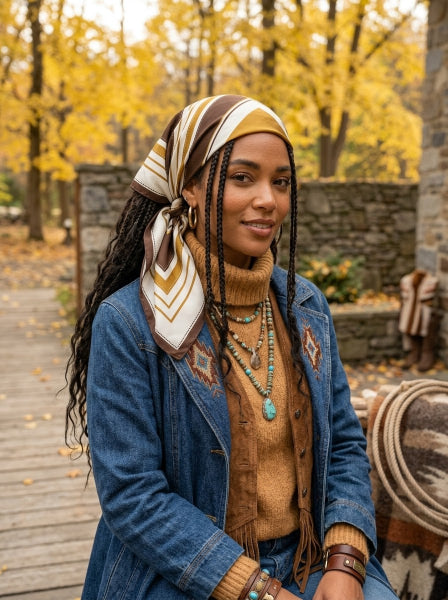 Minimal Square Frame Printed Multi-use Scarf for Women - NeoKira Unlimited