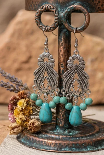 Women Boho Vintage Turquoise Chandelier Drop Dangle Earrings - NeoKira Unlimited