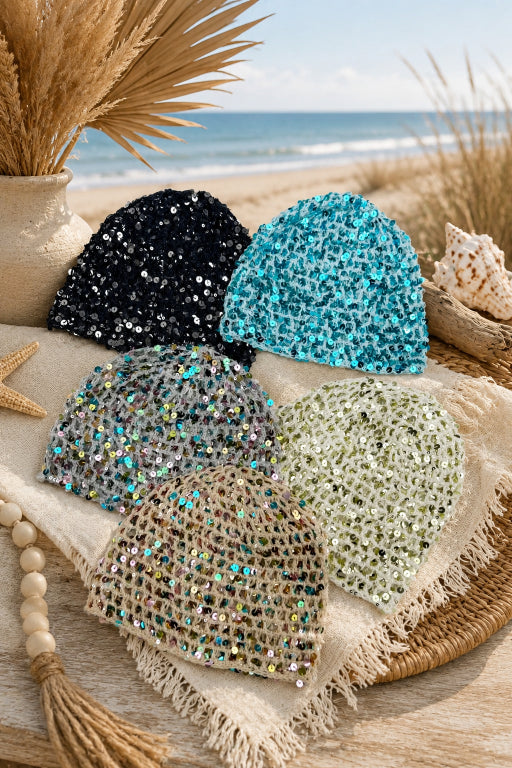 Boho Sparkle Sequin Crochet Mesh Beanie – Party Ready - NeoKira Unlimited
