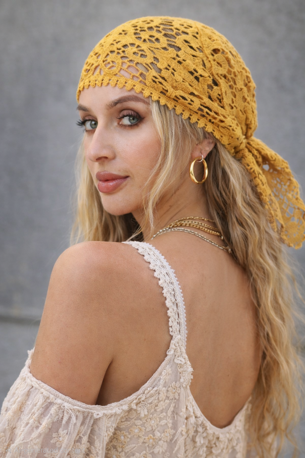 Crochet Embroidered Bandana Shawl – Soft Cotton Summer Wrap - NeoKira Unlimited