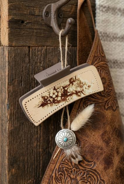 Floral Cow Motif Hair Claw Clip – Rustic Elegance - NeoKira Unlimited