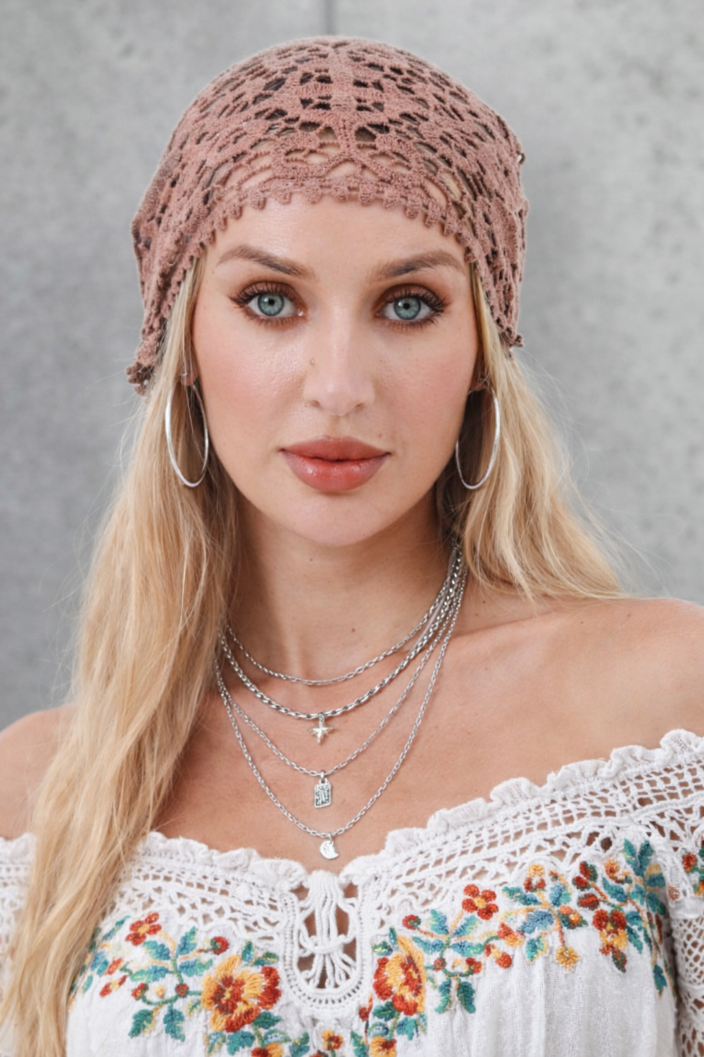 Crochet Embroidered Bandana Shawl – Soft Cotton Summer Wrap - NeoKira Unlimited