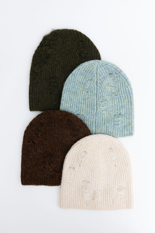 Rugged Edge Distressed Knit Beanie - NeoKira Unlimited