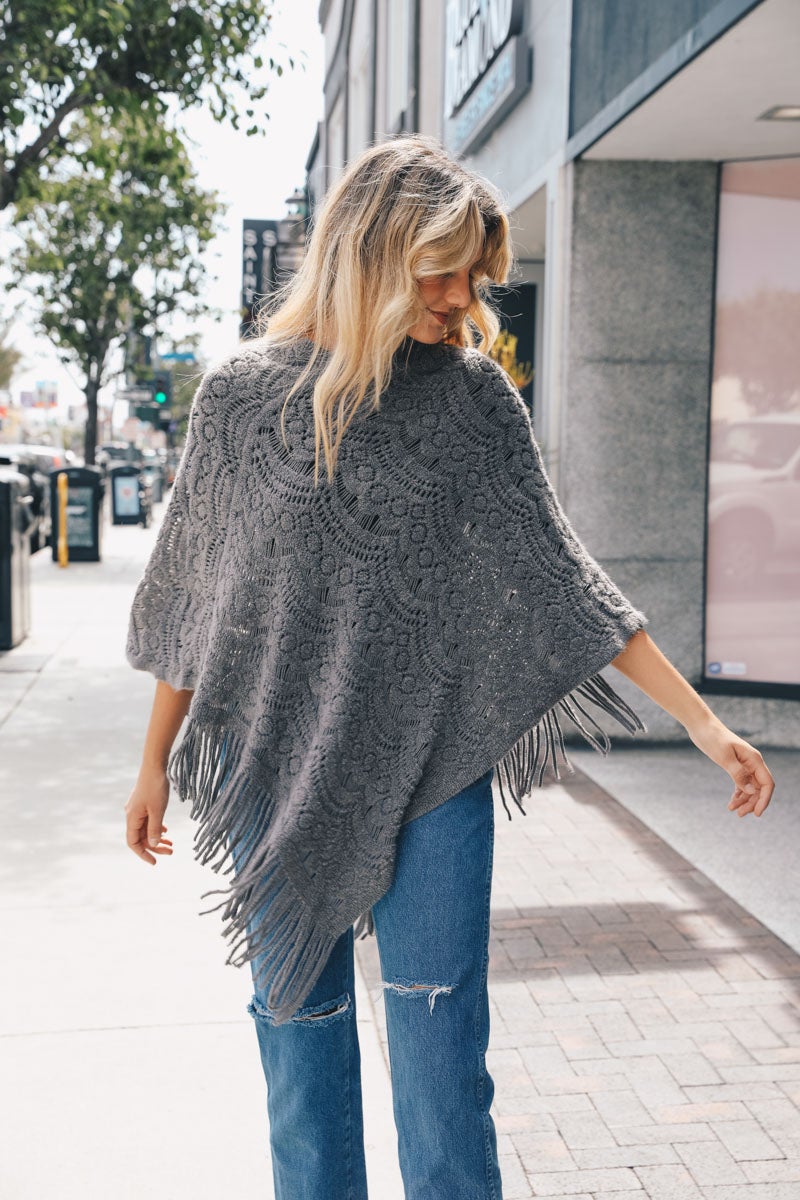 Scallop Lace Knit Poncho - NeoKira Unlimited