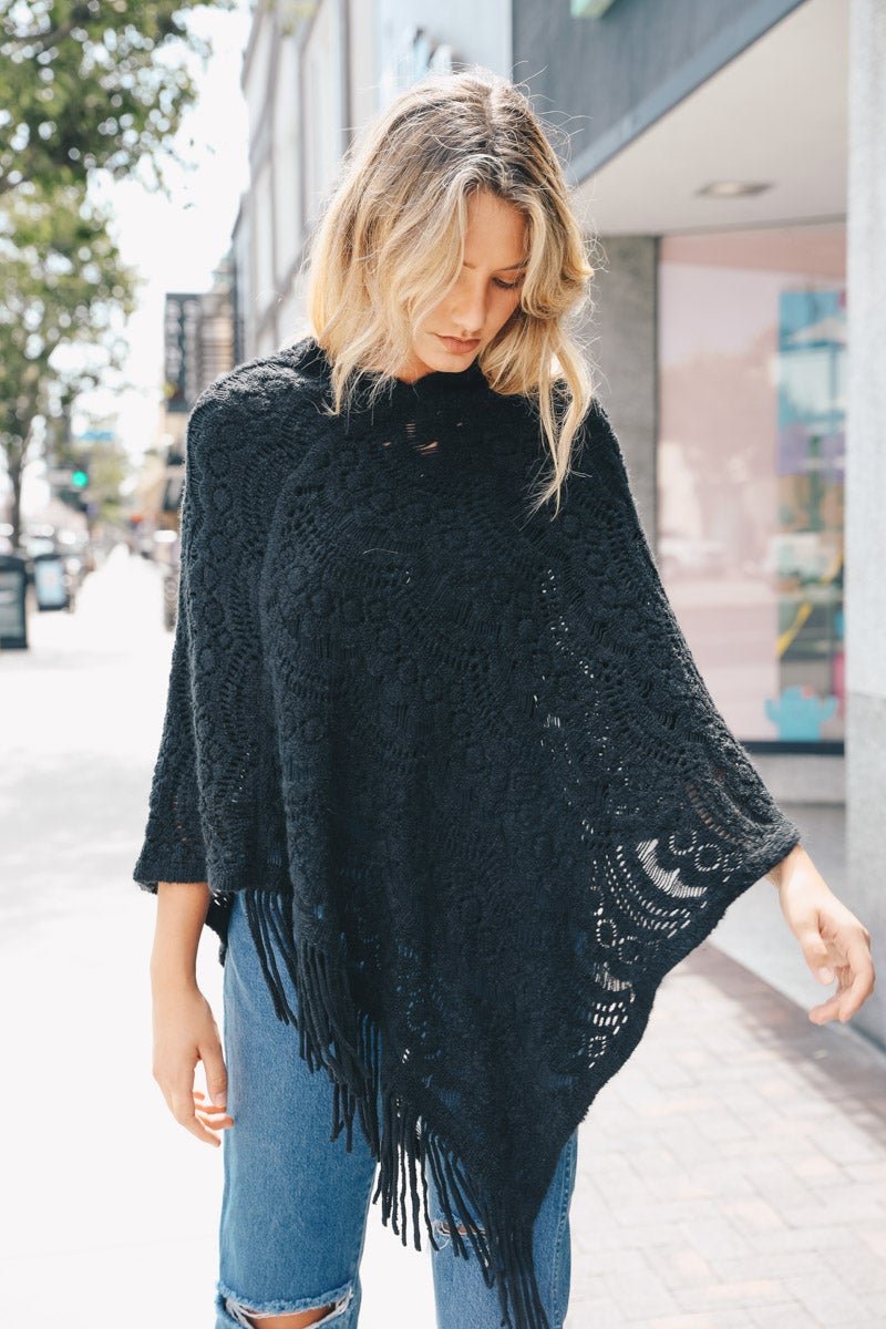 Scallop Lace Knit Poncho - NeoKira Unlimited