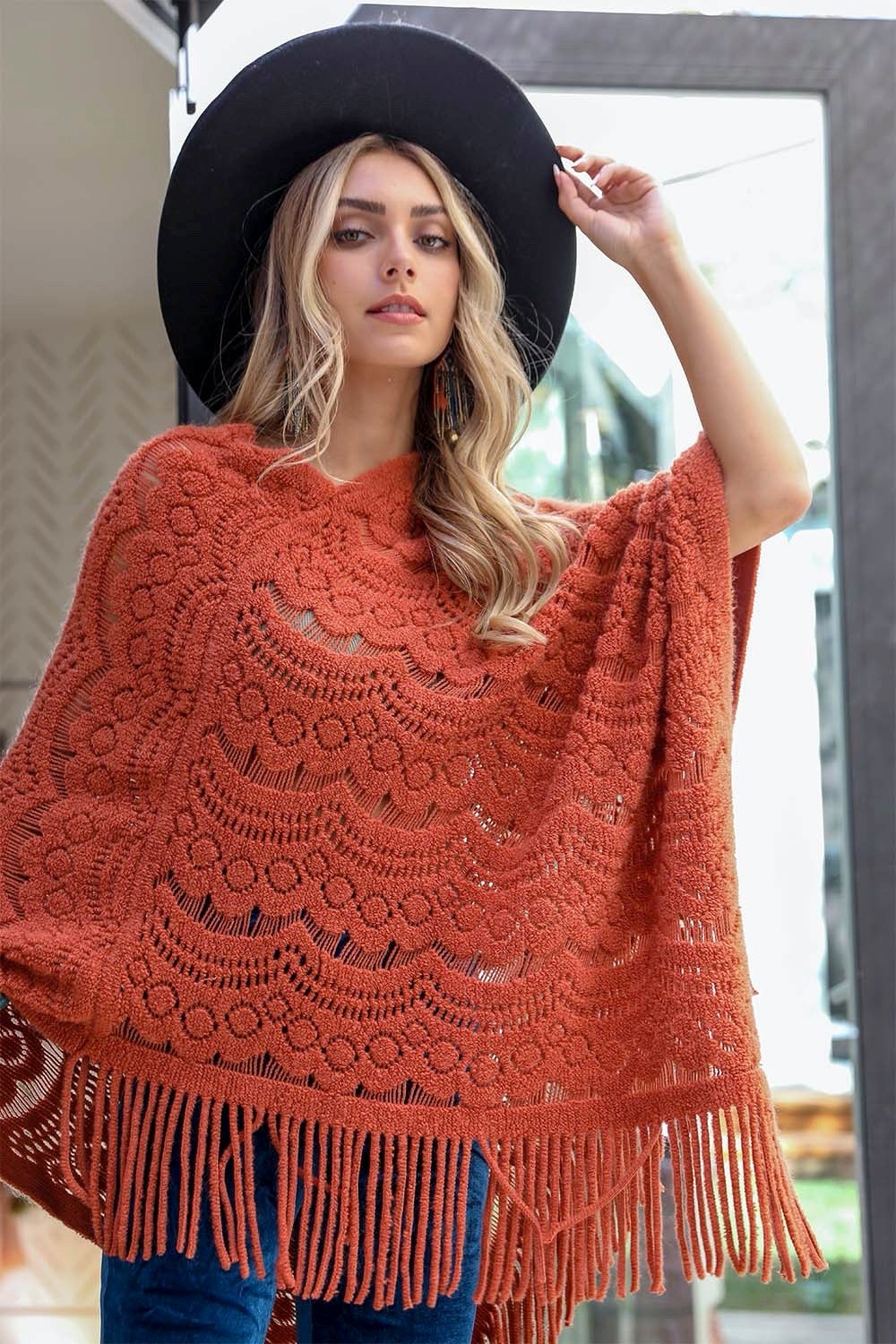 Scallop Lace Knit Poncho - NeoKira Unlimited
