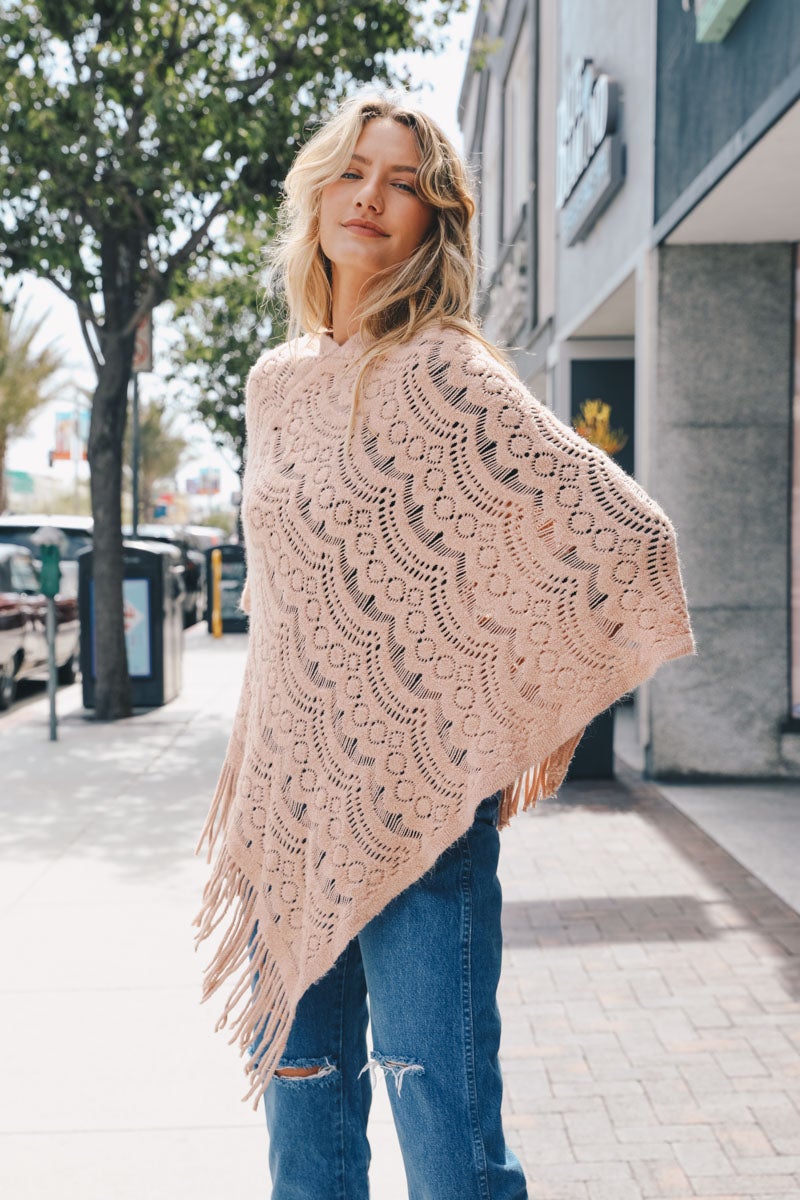 Scallop Lace Knit Poncho - NeoKira Unlimited