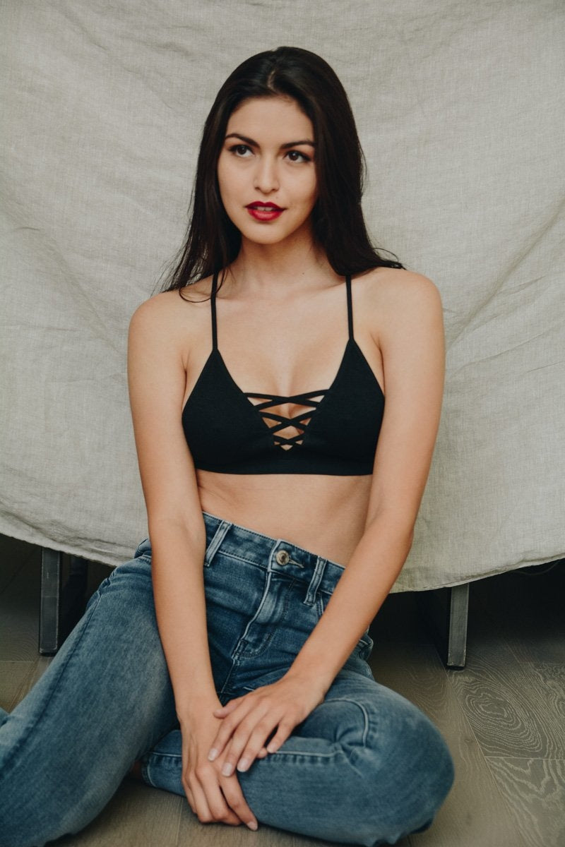 Seamless Lace Up Racerback Bralette Bralette Leto Collection   