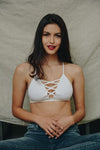 Seamless Lace Up Racerback Bralette Bralette Leto Collection XS/S White 