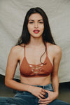 Seamless Lace Up Racerback Bralette Bralette Leto Collection XS/S Copper 