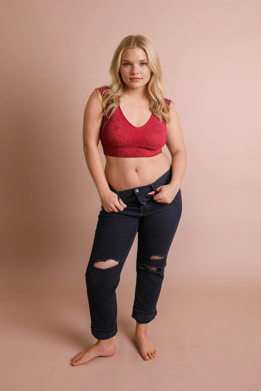 Seamless Padded Textured Brami Plus Size Brami Plus Leto Collection Berry  