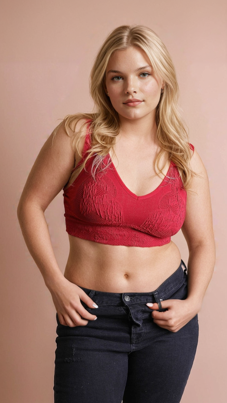 Seamless Padded Textured Brami Plus Size - NeoKira Unlimited
