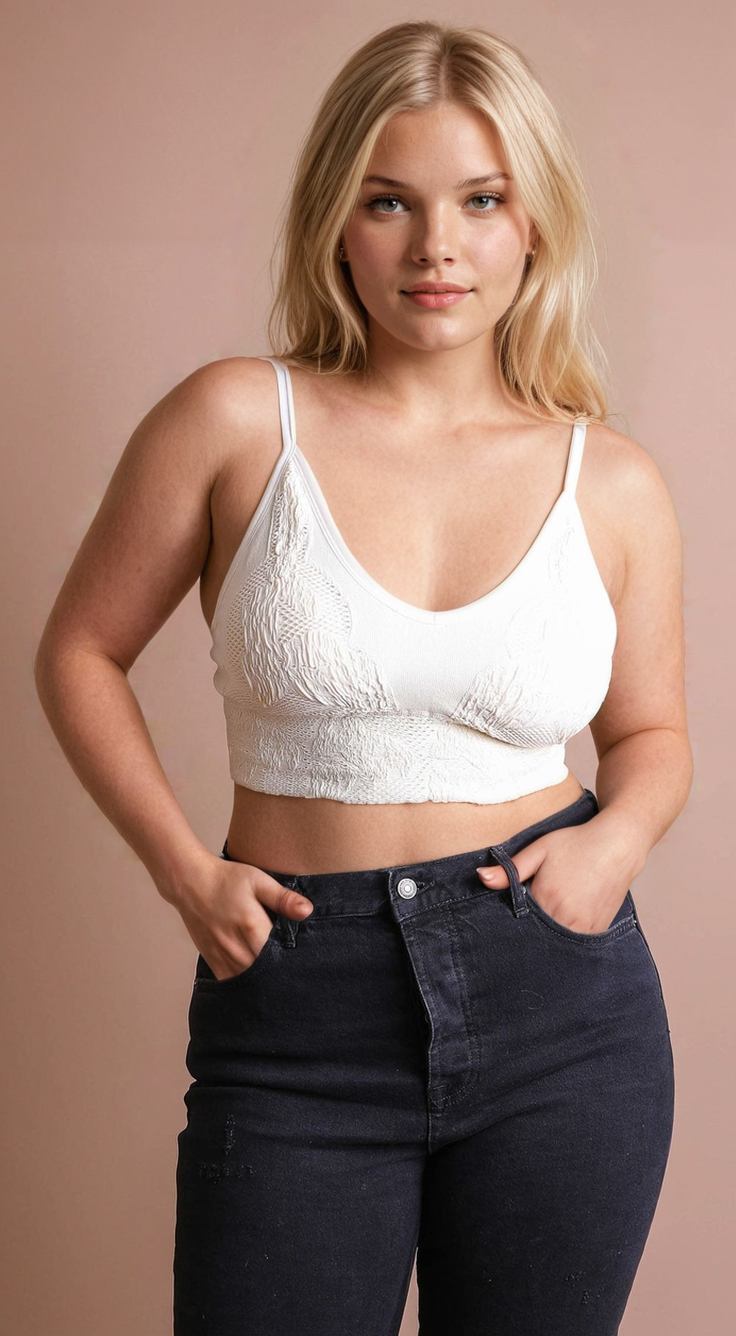 Seamless Padded Textured Brami Plus Size - NeoKira Unlimited