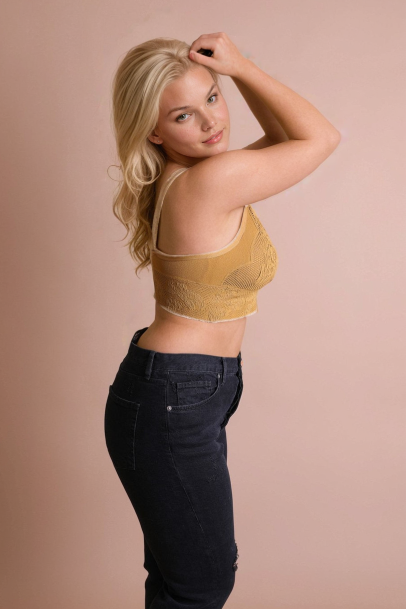 Seamless Padded Textured Brami Plus Size - NeoKira Unlimited