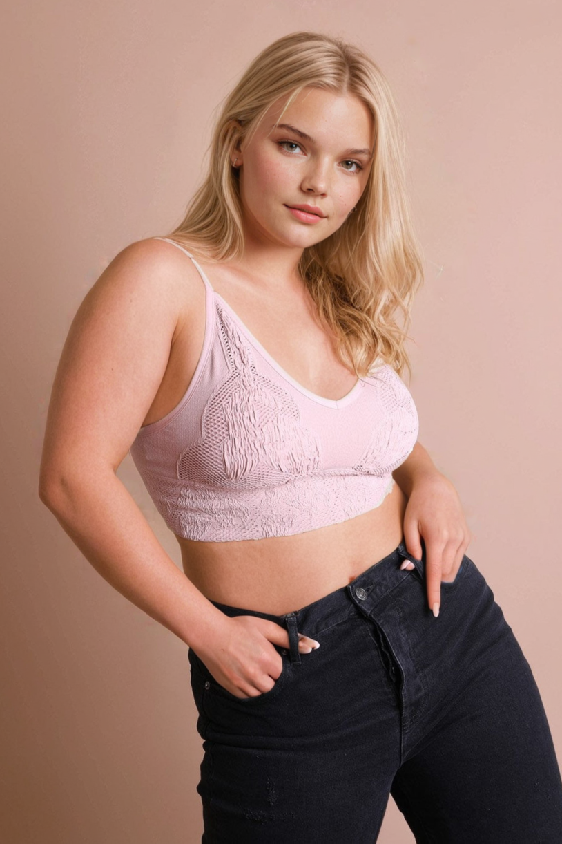 Seamless Padded Textured Brami Plus Size - NeoKira Unlimited