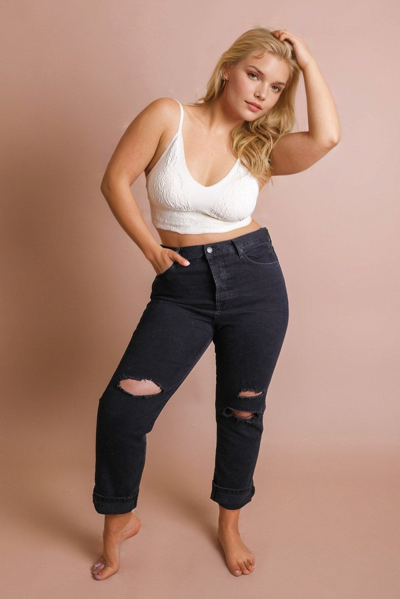 Seamless Padded Textured Brami Plus Size - NeoKira Unlimited