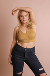 Seamless Padded Textured Brami Plus Size Brami Plus Leto Collection Mustard  