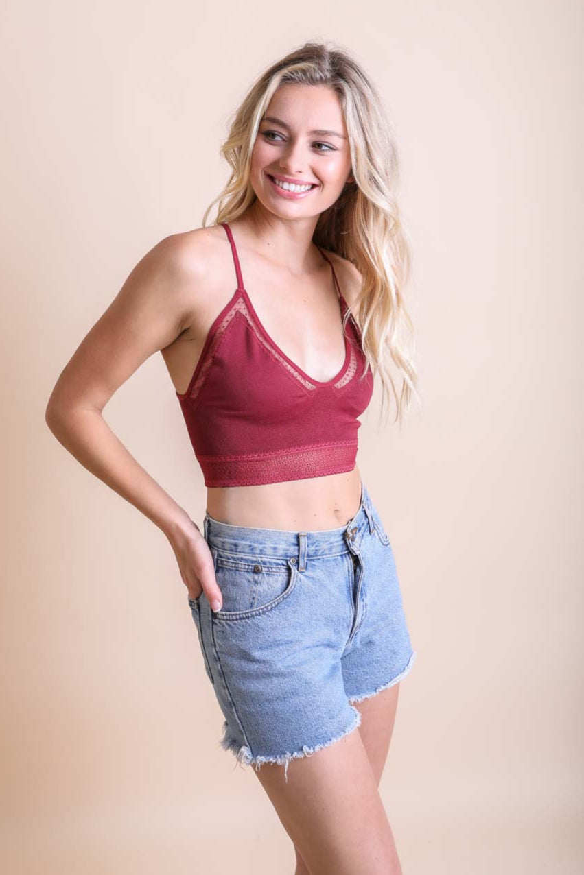 Seamless Polkadot Lace Trim Bralette - NeoKira Unlimited