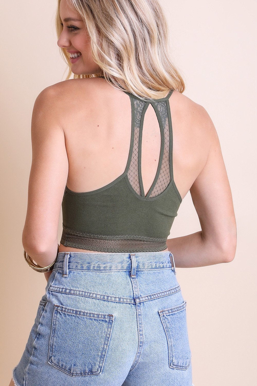 Seamless Polkadot Lace Trim Bralette - NeoKira Unlimited