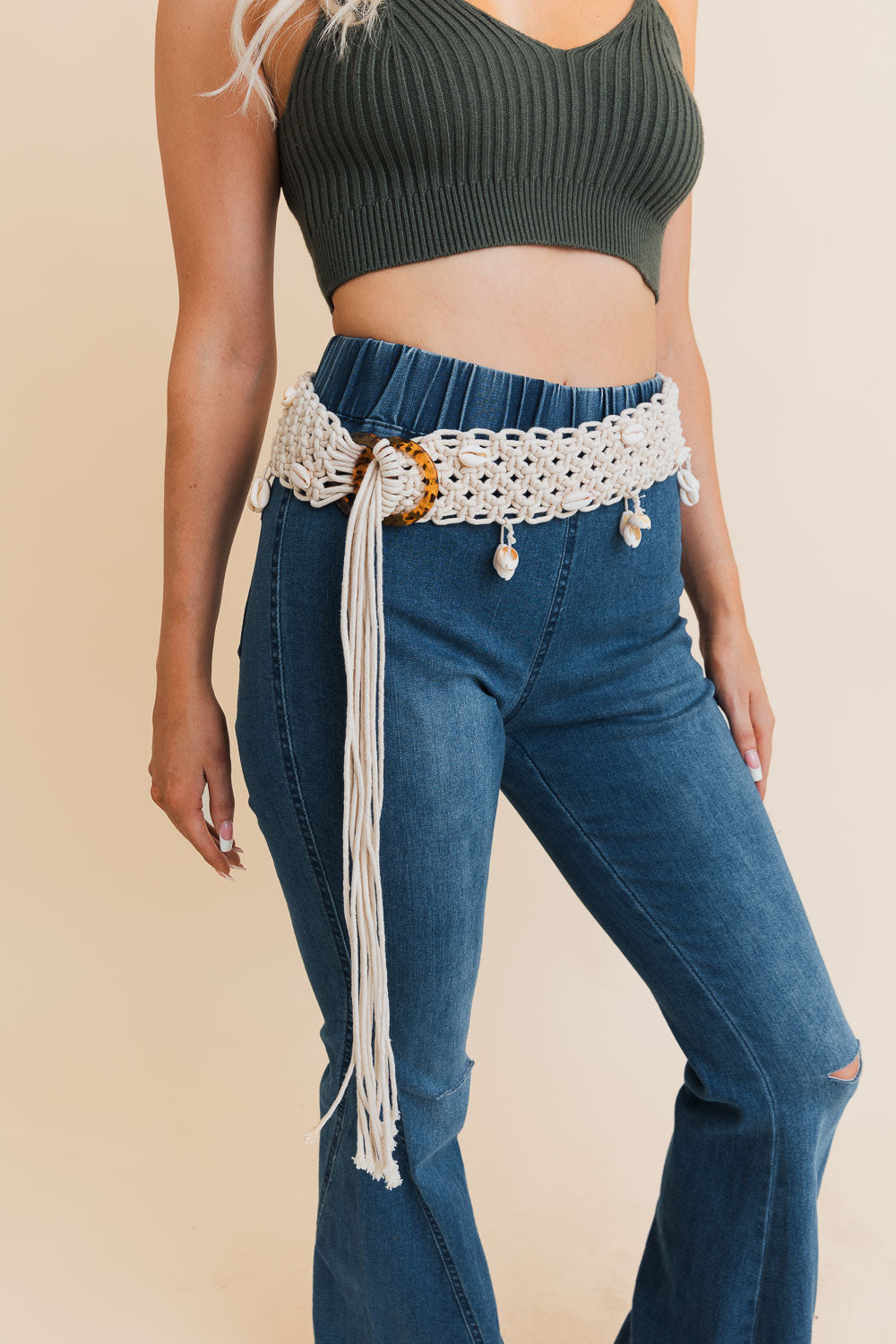 Seashell Serenade Braided Tie-Up Belt - NeoKira Unlimited