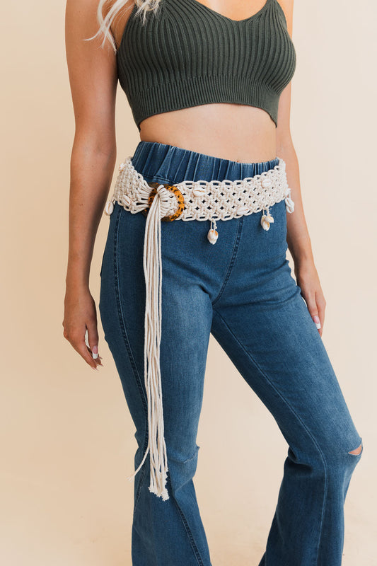 Seashell Serenade Braided Tie-Up Belt - NeoKira Unlimited