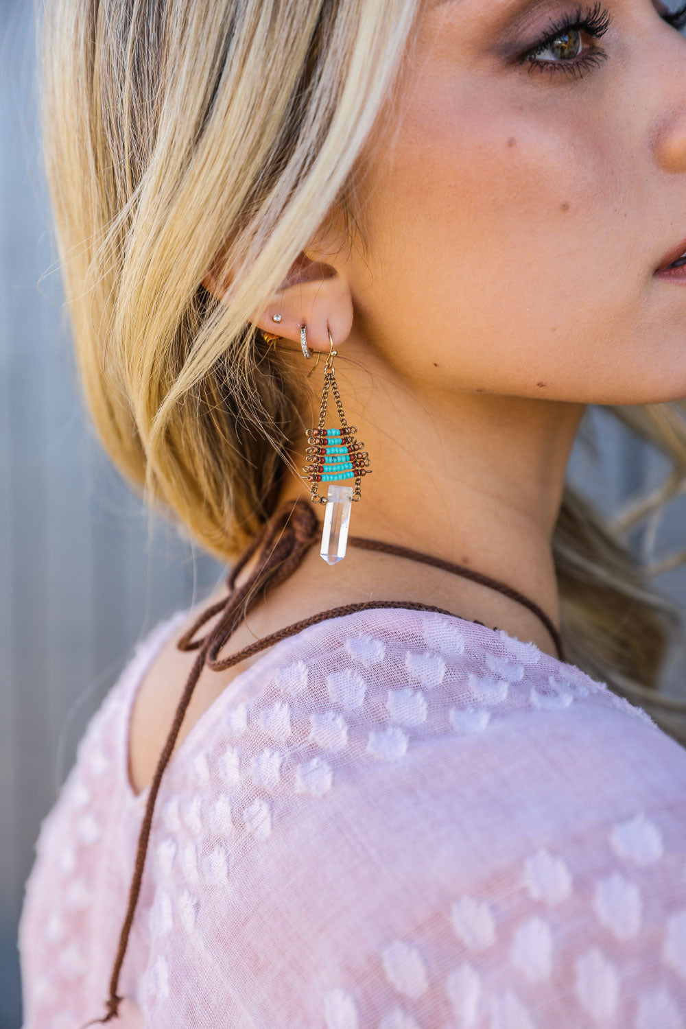 Seed Bead with Crystal Drop Earrings Earrings Leto Collection   