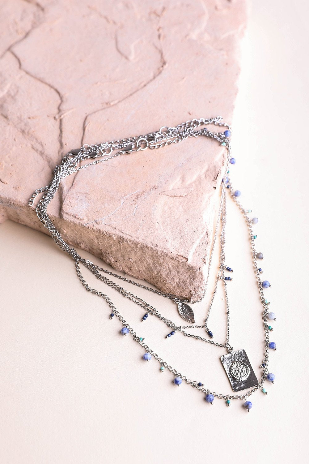 Silver Charm Layer Necklace Necklaces Leto Collection   