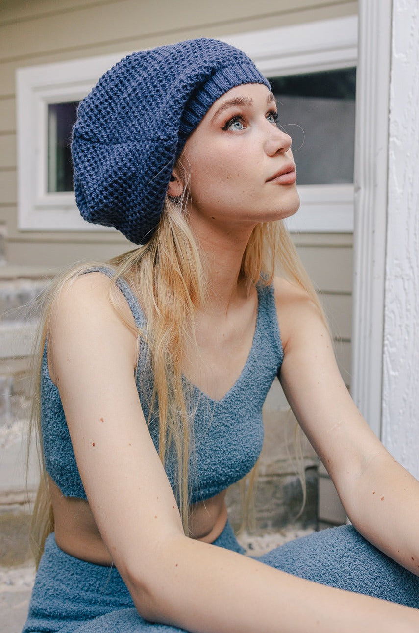 Slouch Waffle Knit Beanie Beanies