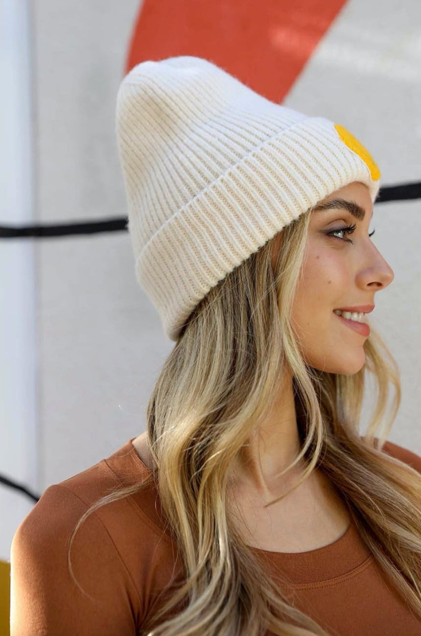 Smiley Face Ribbed Beanie - NeoKira Unlimited