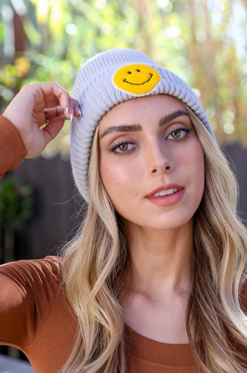 Smiley Face Ribbed Beanie 🙂 - NeoKira Unlimited