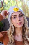 Smiley Face Ribbed Beanie 🙂 Beanies Leto Collection Gray  