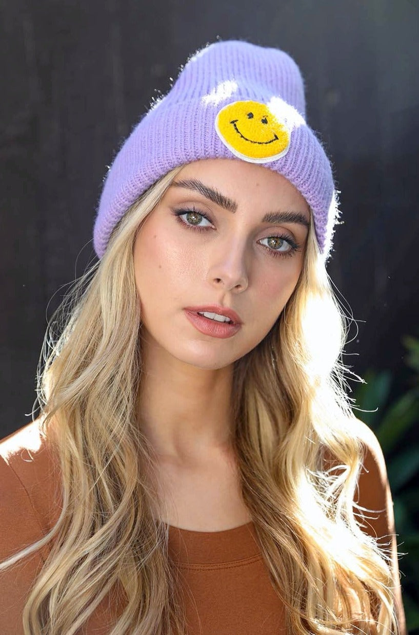 Smiley Face Ribbed Beanie 🙂 - NeoKira Unlimited